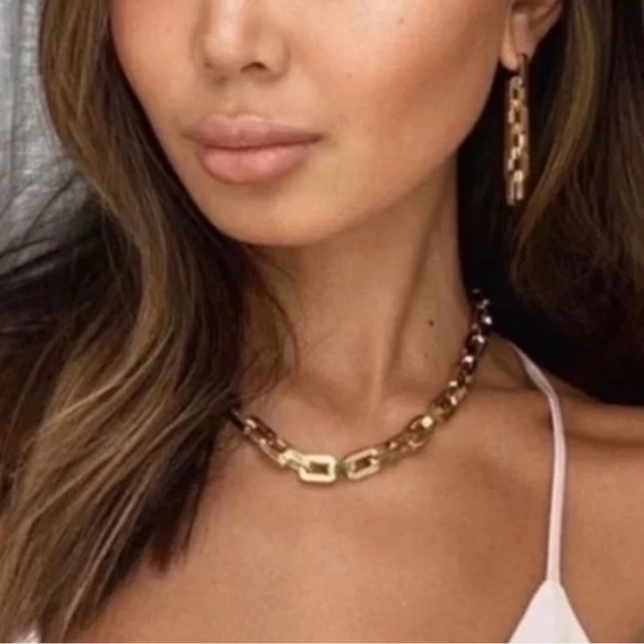 EDDIE BORGO Gold Supra chunky chain link Necklace & Earring set - Picture 4 of 4